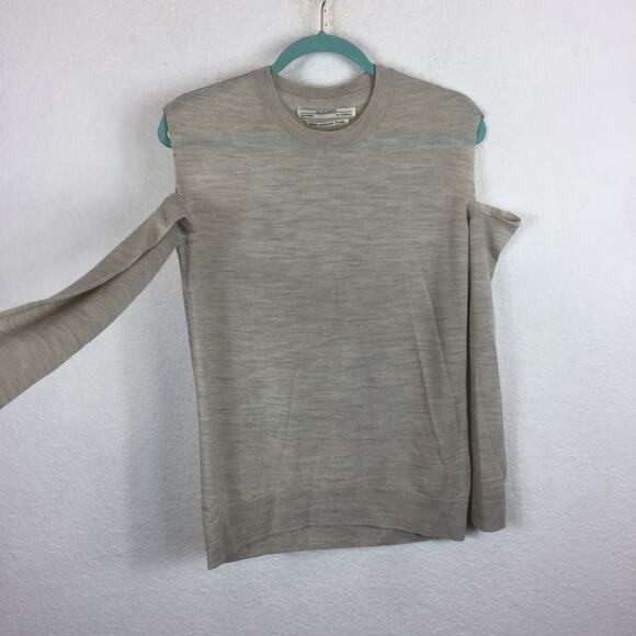 All Saints Elton Cream Merino Wool Sweater XS Cut Out Shoulder Lightweight - Picture 10 of 12